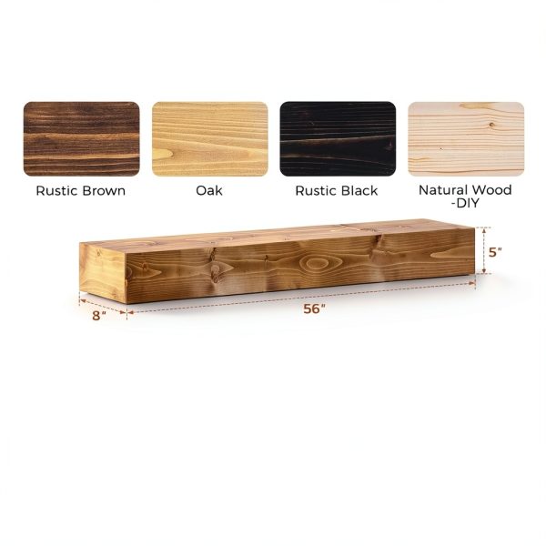 Fireplace Mantel ABSWHLM Natural Wood Rustic Wall Mount-1
