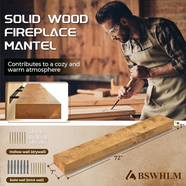 Rustic Wood Fireplace Mantel ABSWHLM Solid Pine-2