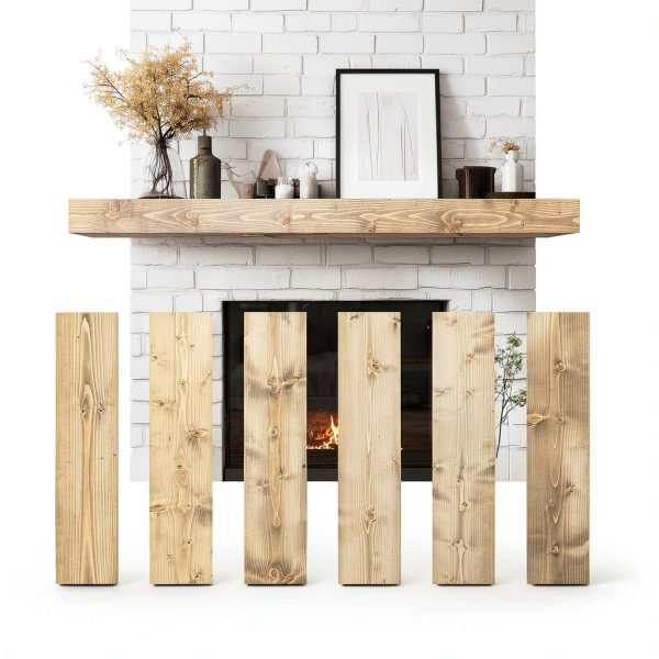 ABSWHLM Pine Wall‑Mounted Mantel Hollow Rustic-3