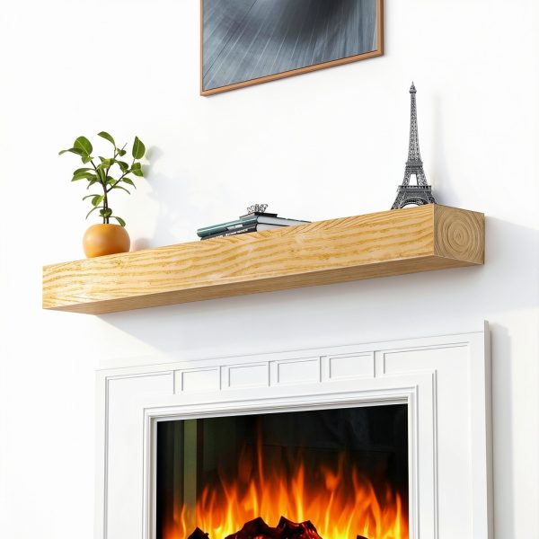 Aged Oak Mantel Shelf LOVMOR Rustic Wall Mount-0