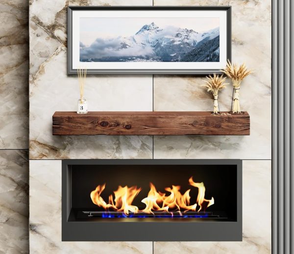 Urbandi Fireplace Mantel Rustic Pine Wood Wall Mount Shelf-3