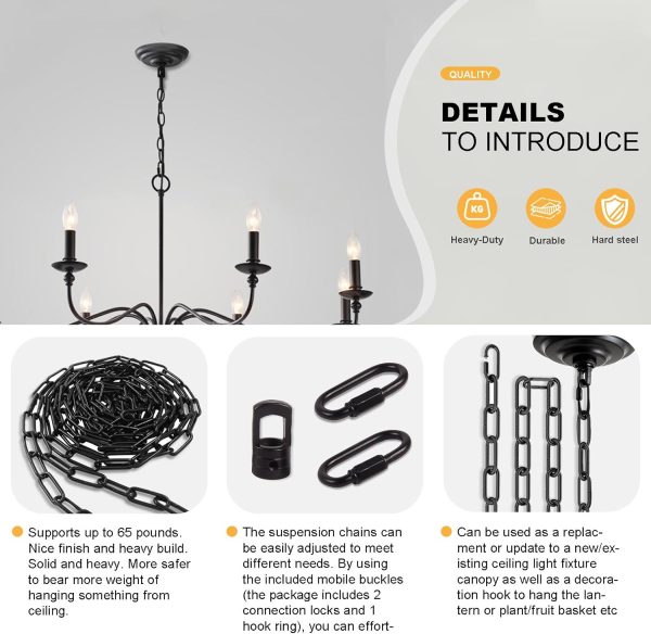 ArncmiV Rustic Ceiling Light Chain Iron Distressed Finish-4
