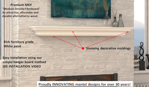 Crisp White Mantel Shelf by Pearl Mantels-15