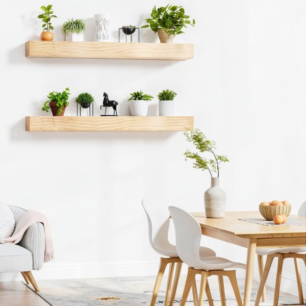 Aged Oak Mantel Shelf LOVMOR Rustic Wall Mount-2