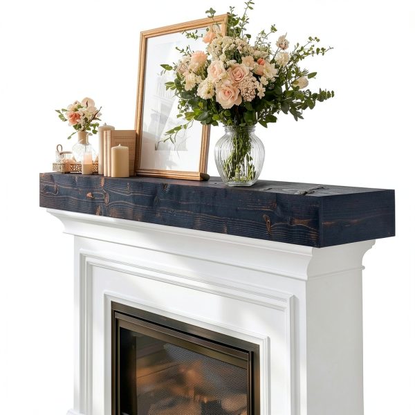 Weathered Black Rustic Wall‑Mounted Mantel ABSWHLM-5