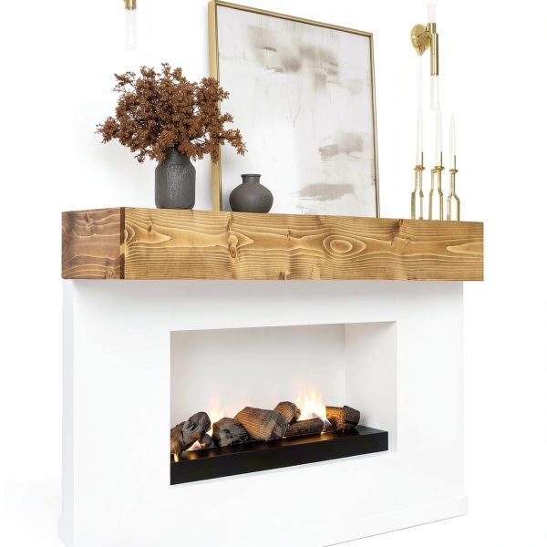 Fireplace Mantel ABSWHLM Natural Wood Rustic Wall Mount-4