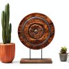 Eximious India Wooden Mandala Tabletop Dark Brown-2