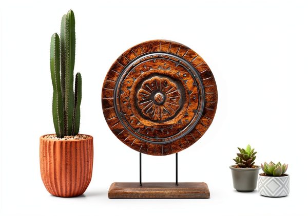 Eximious India Wooden Mandala Tabletop Dark Brown-2