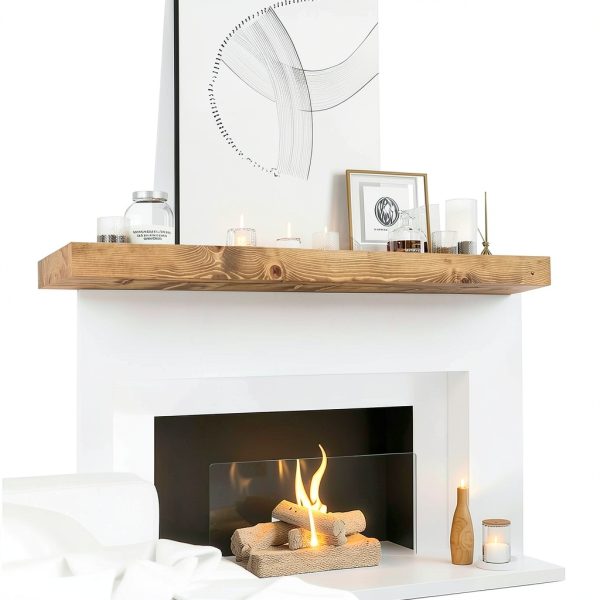Fireplace Mantel ABSWHLM Rustic Wood Wall Mounted-6
