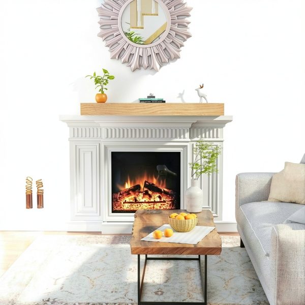 Aged Oak Mantel Shelf LOVMOR Rustic Wall Mount-4