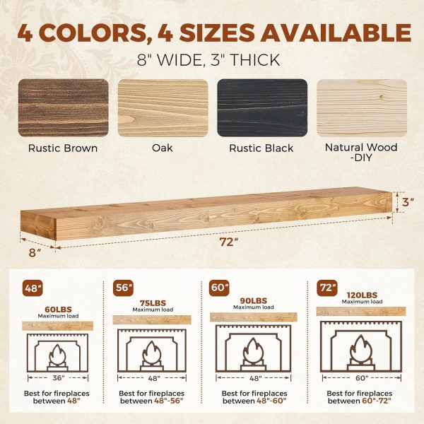 ABSWHLM Fireplace Mantel Pine Wood Wall‑Mounted-1