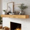 Fireplace Mantel ABSWHLM Natural Wood Rustic Wall Mounted-4