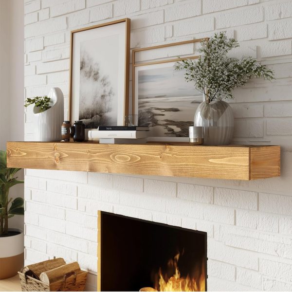 Fireplace Mantel ABSWHLM Natural Wood Rustic Wall Mounted-4