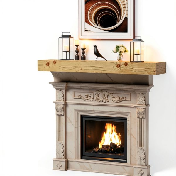 CRAFTEASE 72 Inch Fireplace Mantel Shelf Pine Wood Rustic-5