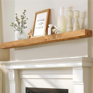 Rustic Wood Fireplace Mantel ABSWHLM Solid Pine-0