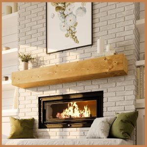 Avana Rustic Natural Wood Fireplace Mantel Shelf 72 Inch-0
