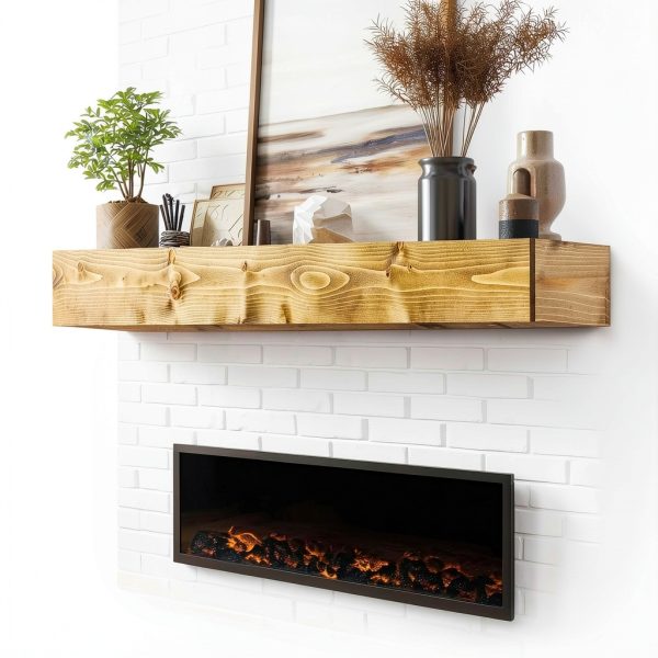 Fireplace Mantel ABSWHLM Natural Wood Rustic Wall Mount-5