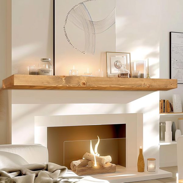 Rustic Wood Fireplace Mantel ABSWHLM Solid Pine-6