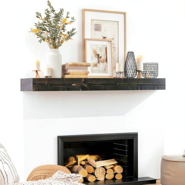 Weathered Black Rustic Wall‑Mounted Mantel ABSWHLM-4