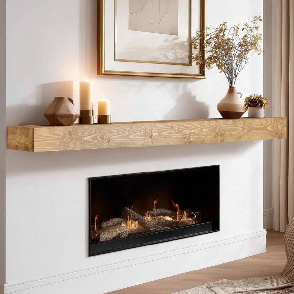 ABSWHLM Fireplace Mantel Pine Wood Wall‑Mounted-4