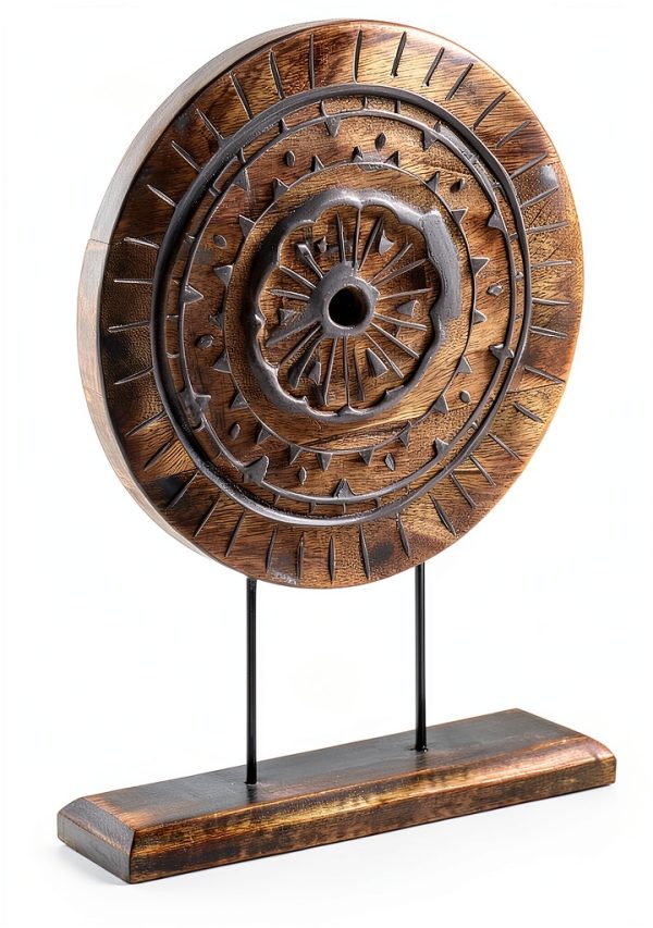 Eximious India Wooden Mandala Tabletop Dark Brown-5