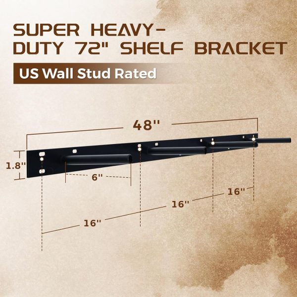 ABSWHLM Wall Mounted Shelf Weathered Black Rustic-5