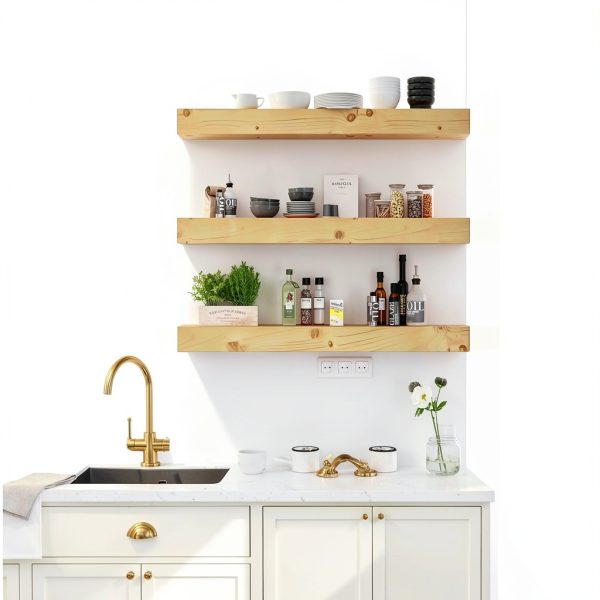 CRAFTEASE 72 Inch Fireplace Mantel Shelf Pine Wood Rustic-2