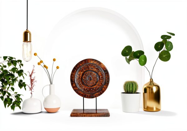 Eximious India Wooden Mandala Tabletop Dark Brown-1