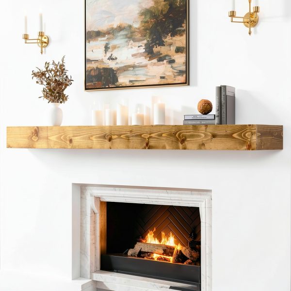 ABSWHLM Pine Wall‑Mounted Mantel Hollow Rustic-5