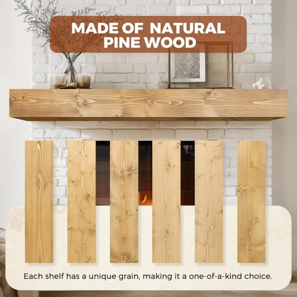Fireplace Mantel ABSWHLM Natural Wood Rustic Wall Mounted-3