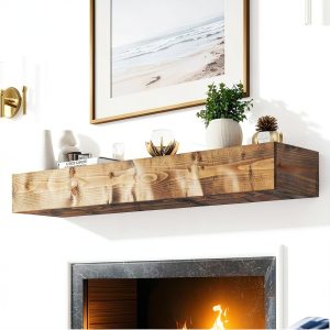 Fireplace Mantel ABSWHLM Natural Wood Rustic Wall Mount-0