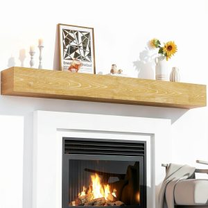 CRAFTEASE 72 Inch Fireplace Mantel Shelf Pine Wood Rustic-0