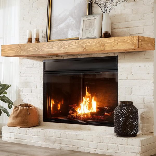 ABSWHLM Fireplace Mantel Pine Wood Wall‑Mounted-0