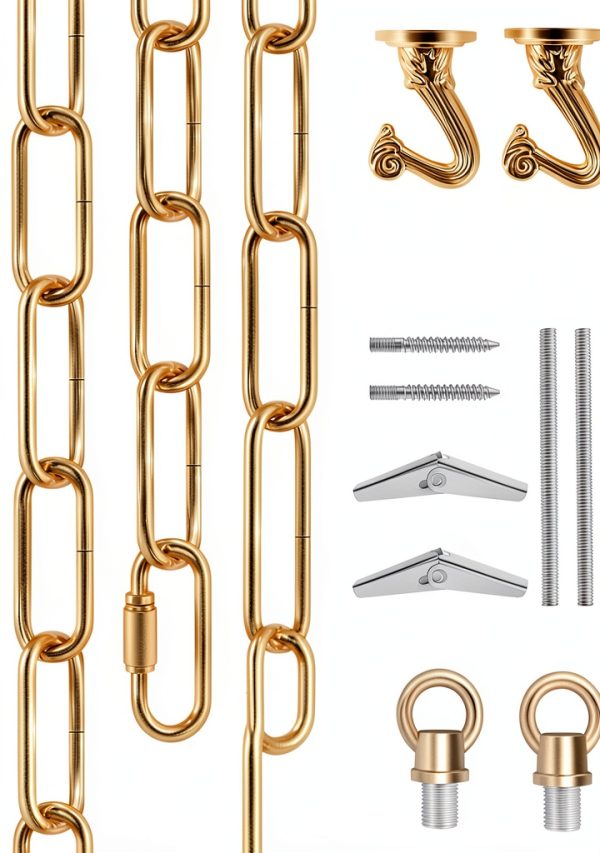 Hanging Chain Omytie Ceiling Mount 15 ft Brass Adjustable Metal-0