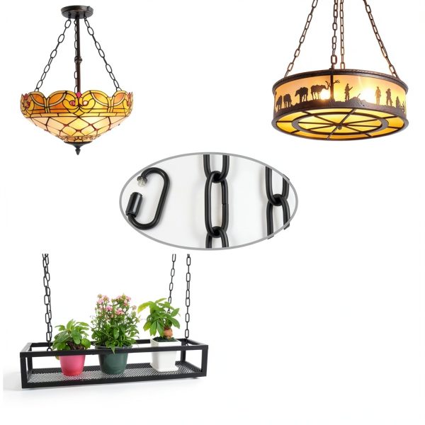 Woerfu 6ft Black Oval Chain for Chandelier – 0.12in Wire, 50lb-1